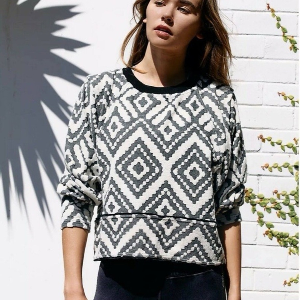 Free People FP Movement jacquard geometric patterned sweatshirt athleisure, S